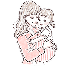 子どもを抱く女性